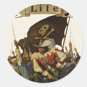 Vintage Pirate Life Wyeth Illustration Classic Round Sticker