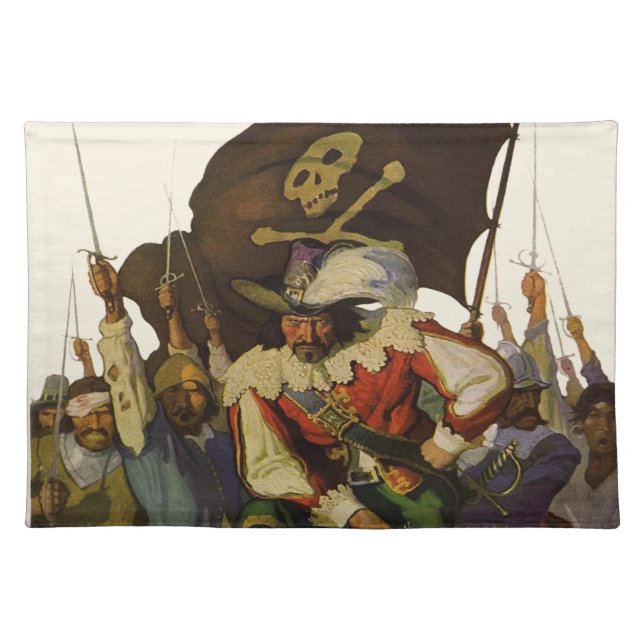 Vintage Pirate Life Wyeth Illustration Cloth Placemat (Front)