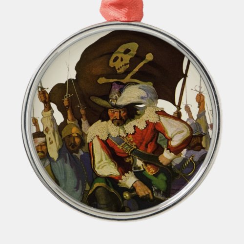 Vintage Pirate Life Wyeth illustration Metal Ornament