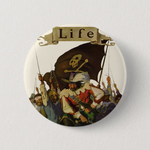 Vintage Pirate Life Wyeth Illustration Pinback Button