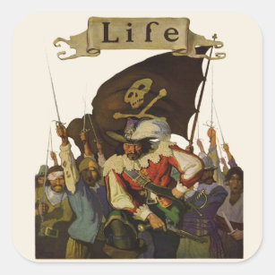 Vintage Pirate Life Wyeth illustration Square Sticker