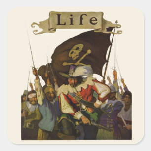 Vintage Pirate Life Wyeth Illustration Square Sticker