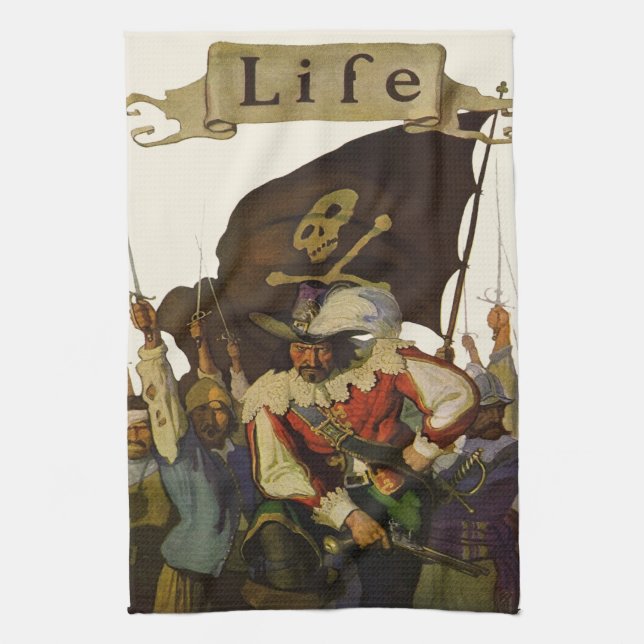 Vintage Pirate Life Wyeth Illustration Towel (Vertical)
