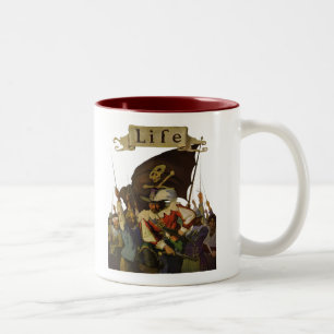 Vintage Pirate Life Wyeth Illustration Two-Tone Coffee Mug