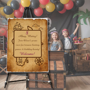 Vintage Pirate Map Welcome Sign, Minimalist Pirate Foam Board