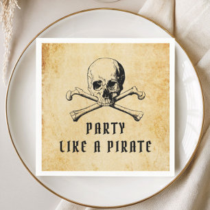 Vintage Pirate Party Skull & Bones Halloween Napkins