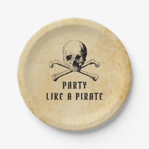 Vintage Pirate Party Skull & Bones Halloween Paper Plates