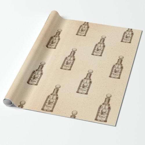 Vintage Pirate Poison Vials on Cream Wrapping Paper