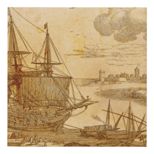 Vintage Pirate Ship Faux Canvas Print