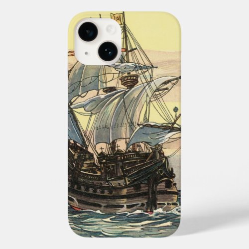 Vintage Pirate Ship Galleon Sailing on the Ocean Case_Mate iPhone 14 Case