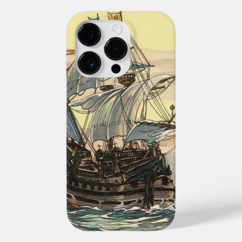 Vintage Pirate Ship Galleon Sailing on the Ocean Case_Mate iPhone 14 Pro Case