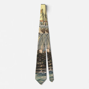 Vintage Pirate Ship, Galleon Sailing on the Ocean Neck Tie