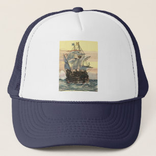 Vintage Pirate Ship, Galleon Sailing on the Ocean Trucker Hat