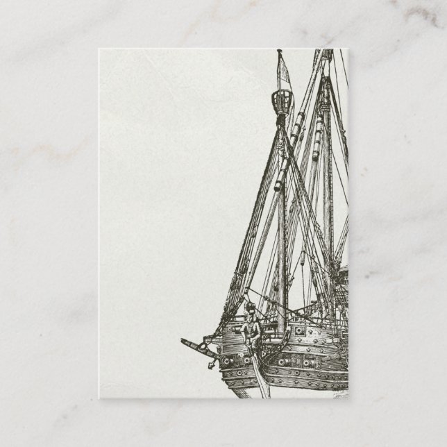 Vintage Pirate Ship Illustration Business Card (Front)
