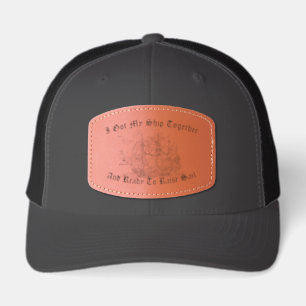 Vintage Pirate Ship Leather Patch Hat