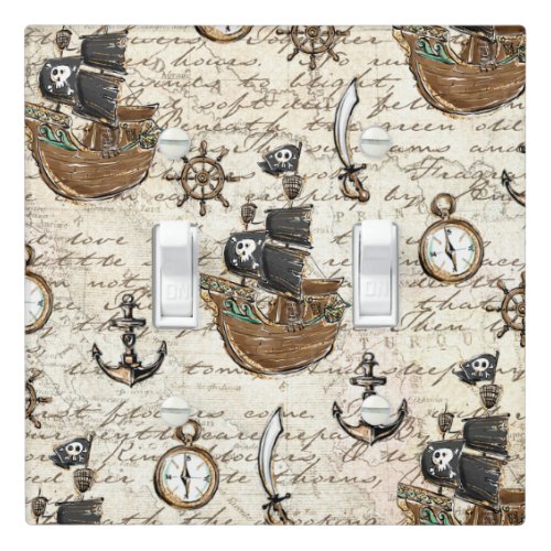 Vintage Pirate Ship Nautical Kids Bedroom Dcor Light Switch Cover