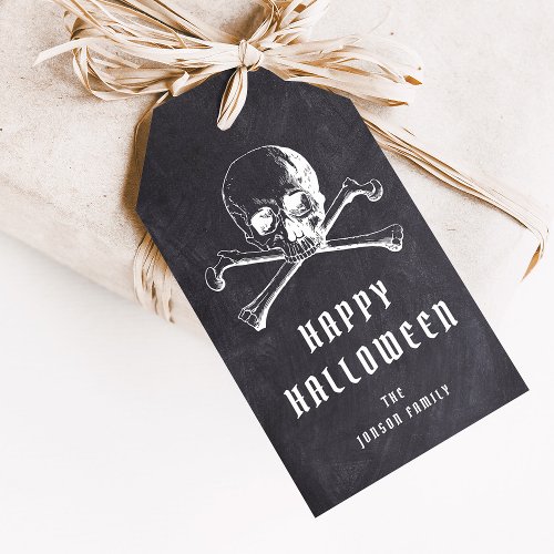 Vintage Pirate Skull  Bones Black Halloween Gift Tags