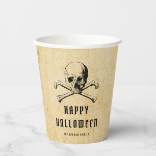 Vintage Pirate Skull & Bones Halloween Paper Cups