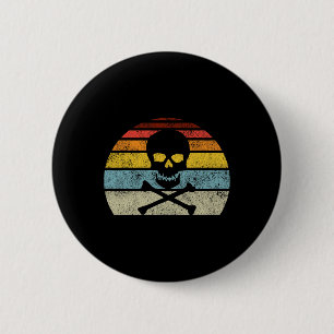 Vintage Pirate Skull Crossbones Flag Retro Style H Button