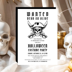 Vintage Pirate Skull Halloween Costume Party  Invitation