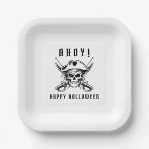 Vintage Pirate Skull Halloween Paper Plates