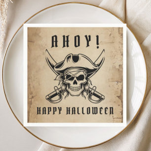 Vintage Pirate Skull Halloween Party Napkins