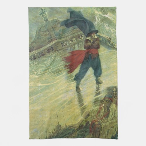Vintage Pirate The Flying Dutchman by Howard Pyle Kitchen Towel