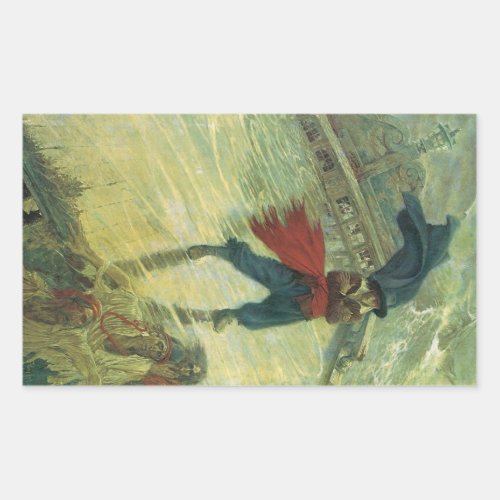 Vintage Pirate The Flying Dutchman by Howard Pyle Rectangular Sticker
