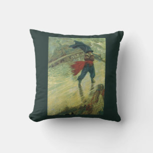 Vintage Pirate, The Flying Dutchman by Howard Pyle Throw Pillow
