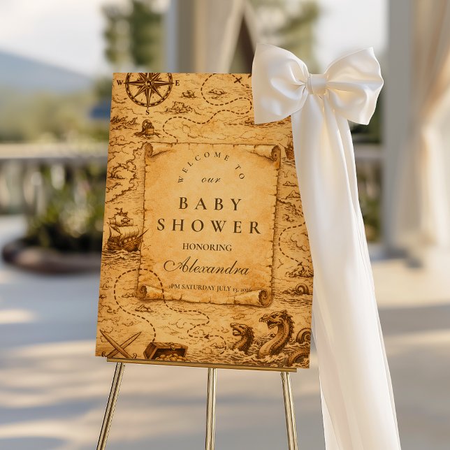 Vintage Pirate Treasure Map Baby Shower Foam Board (Creator Uploaded)