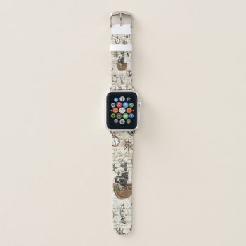 Vintage Pirate Treasure Map Nautical Apple Watch Band by LollipopParty at Zazzle