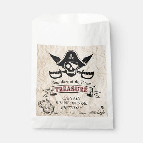 Vintage Pirate Treasure Map Thank you Favor Bag