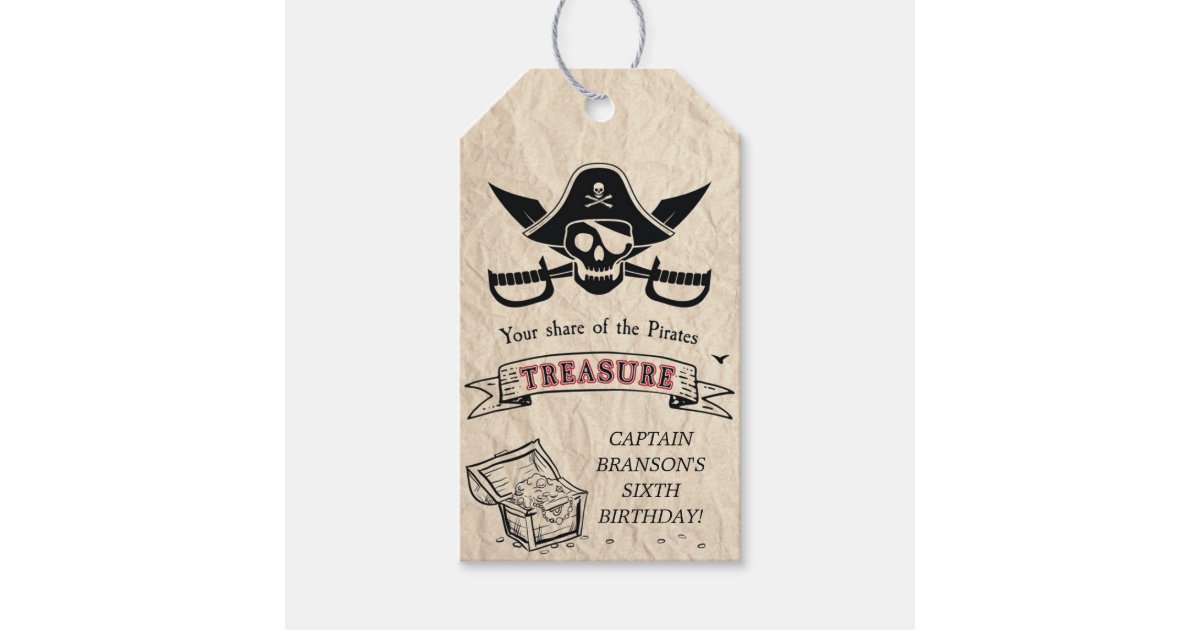 Vintage Pirate Treasure Map Thank you Favor Gift Tags