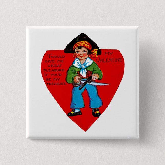 Vintage Pirate Valentine Button (Front)