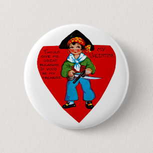 Vintage Pirate Valentine Button