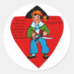 Vintage Pirate Valentine Classic Round Sticker