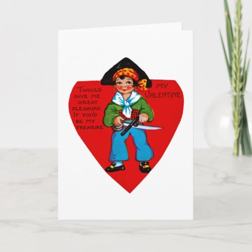 Vintage Pirate Valentine Holiday Card