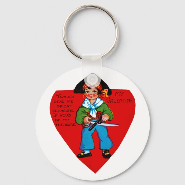 Vintage Pirate Valentine Keychain (Front)