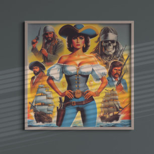 Vintage Pirate Woman Poster