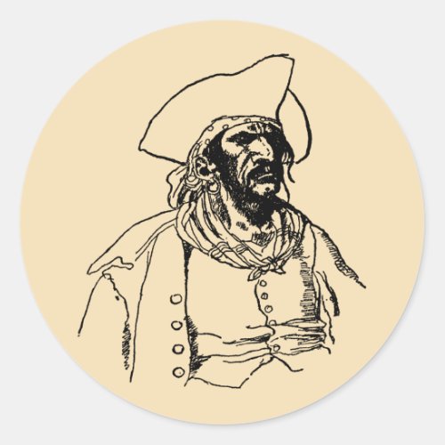 Vintage Pirates a Buccaneer Sketch by Howard Pyle Classic Round Sticker
