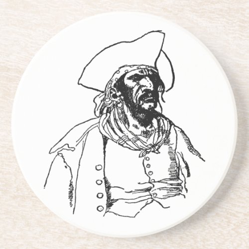 Vintage Pirates a Buccaneer Sketch by Howard Pyle Drink Coaster