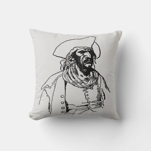 Vintage Pirates a Buccaneer Sketch by Howard Pyle Throw Pillow