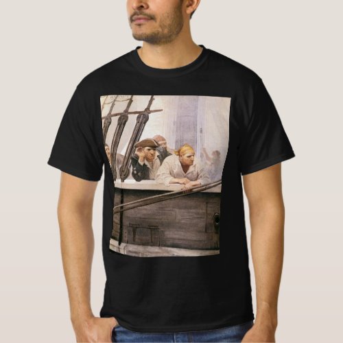 Vintage Pirates Brig Covenant in a Fog by NC Wyeth T_Shirt