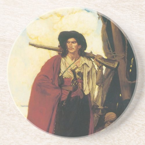 Vintage Pirates Buccaneer was a Picturesque Fellow Sandstone Coaster