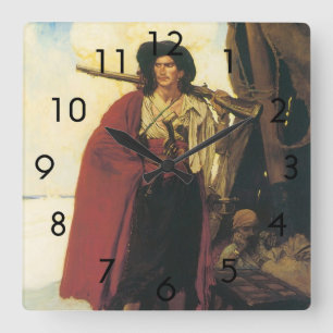 Vintage Pirates Buccaneer was a Picturesque Fellow Square Wall Clock