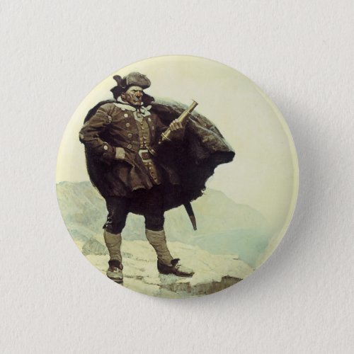 Vintage Pirates Captain Bill Bones by NC Wyeth Button