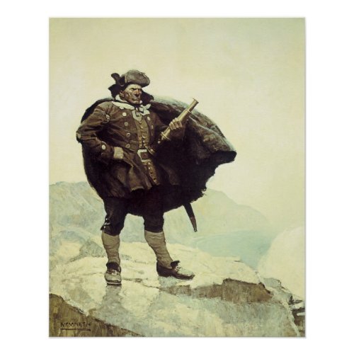 Vintage Pirates Captain Bill Bones by NC Wyeth Poster