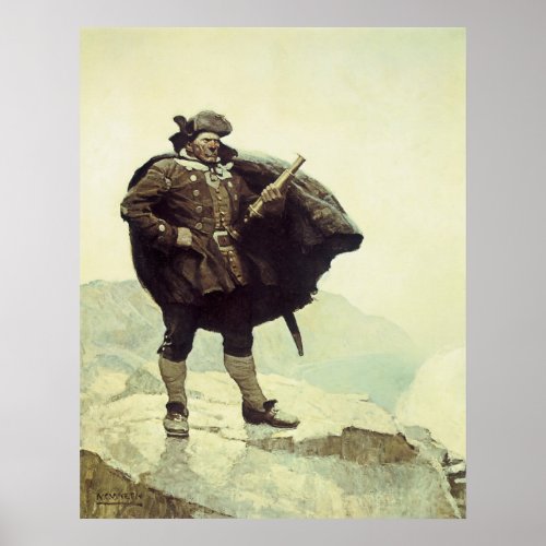 Vintage Pirates Captain Bill Bones by NC Wyeth Poster