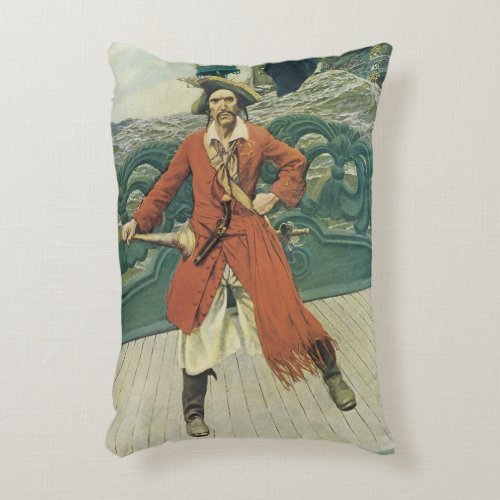 Vintage Pirates Captain Keitt by Howard Pyle Accent Pillow