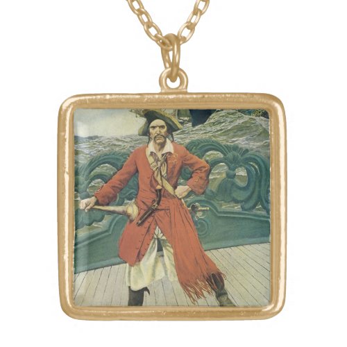 Vintage Pirates Captain Keitt by Howard Pyle Gold Plated Necklace